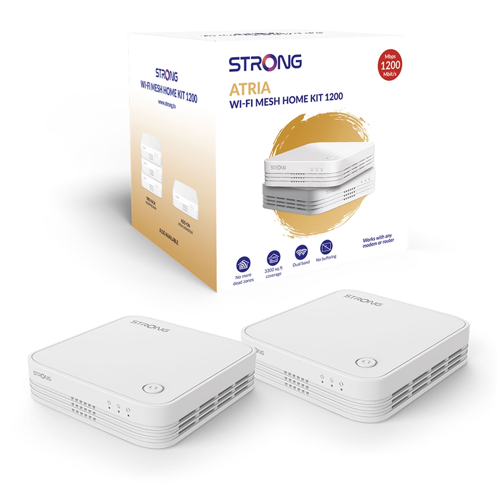 STRONG AC1200 Dual-Band Mesh WiFi System 2-Pack - 3,300 sq ft STRONG AC1200 Dual-Band Mesh WiFi System 2-Pack - 3,300 sq ft